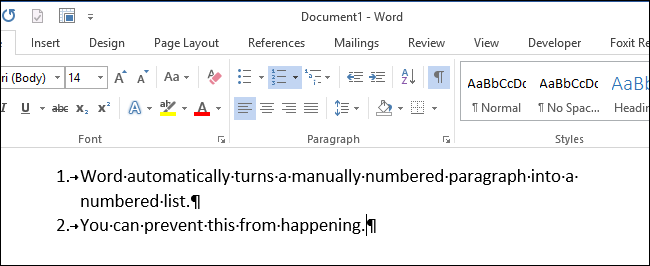 Tắt tính năng tự động đánh số đầu dòng trong Microsoft Word