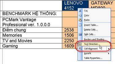 Thủ thuật Microsoft Word: Đổi chiều dòng chữ trong bảng