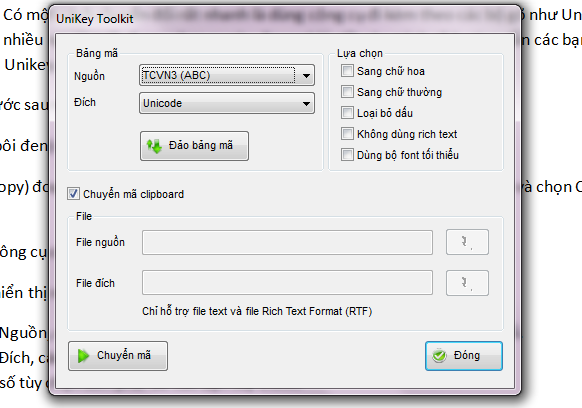 Dùng Unikey Toolkit chuyển đổi bảng mã tiếng Việt