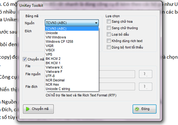 Dùng Unikey Toolkit chuyển đổi bảng mã tiếng Việt