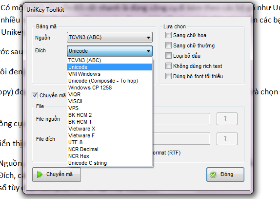 Dùng Unikey Toolkit chuyển đổi bảng mã tiếng Việt