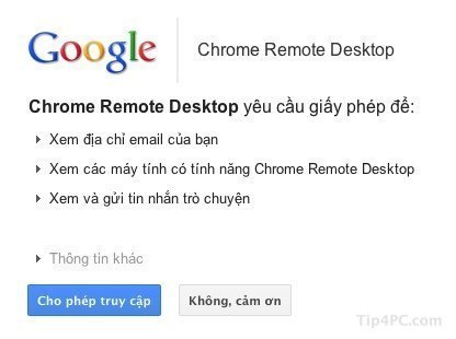 Truy cập từ xa qua Chrome Remote Desktop