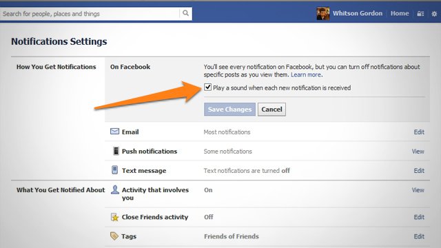 Tắt tiếng khi có Notification mới từ Facebook