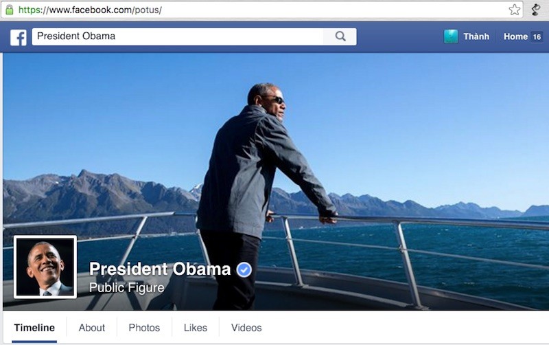 Tổng thống Mỹ Barrack Obama có fanpage Facebook riêng