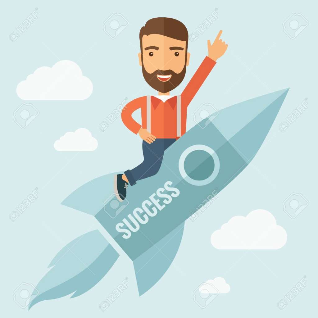 37094762-The-man-with-a-beard-flying-on-the-rocket-raising-his-hand-in-the-air-Success-concept-Vector-flat-de-Stock-Vector