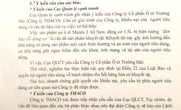 Thu hồi xe Madza 3 bị lỗi tại Việt Nam