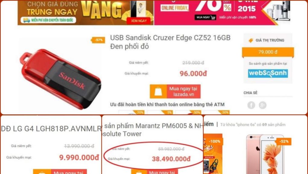 Lazada, HC.com.vn, Sendo...treo giá ảo trong ngày OnlineFriday