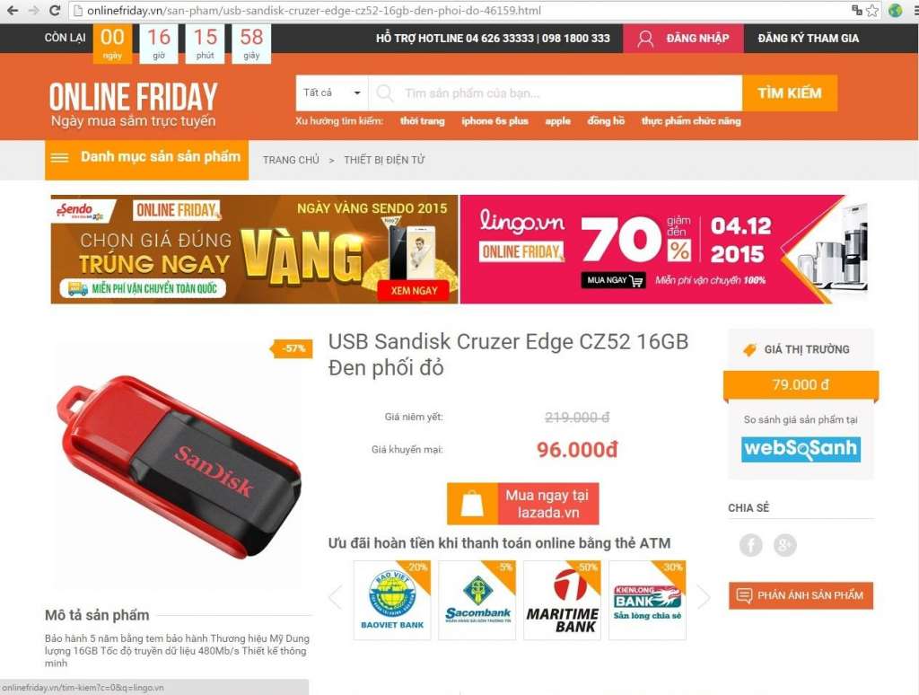 Lazada, HC.com.vn, Sendo...treo giá ảo trong ngày OnlineFriday