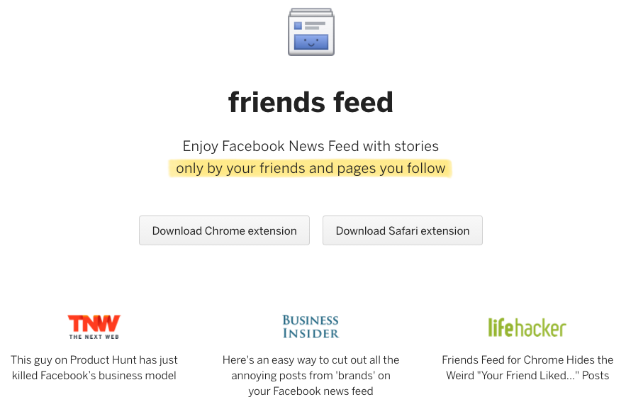 Ứng dụng lọc News Feed Facebook với tên Friends Feed