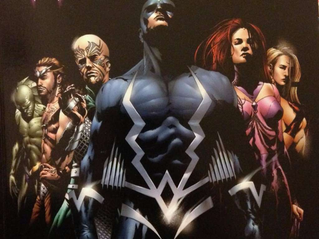 The Inhumans are a prehistoric race of super-powered humans. Led by Black Bolt (in the center) their mutations come from Terrigan Mists. This storyline is explored in ABC's 