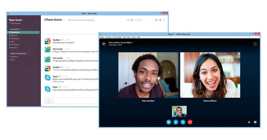 Skype tích hợp vào Slack, ngoài text nhóm thì người dùng đã có thể video call