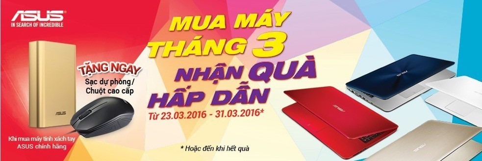 Asus tung chương trình ‘Mua máy tháng 3, Nhận quà hấp dẫn’ cho khách hàng mua laptop