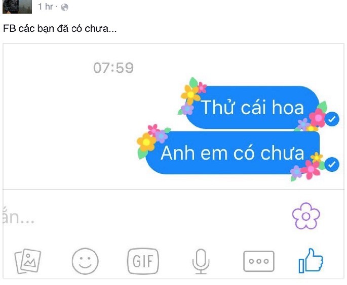 Người dùng Việt thích thú vì Facebook Messenger cho phép gửi tin nhắn có hoa 