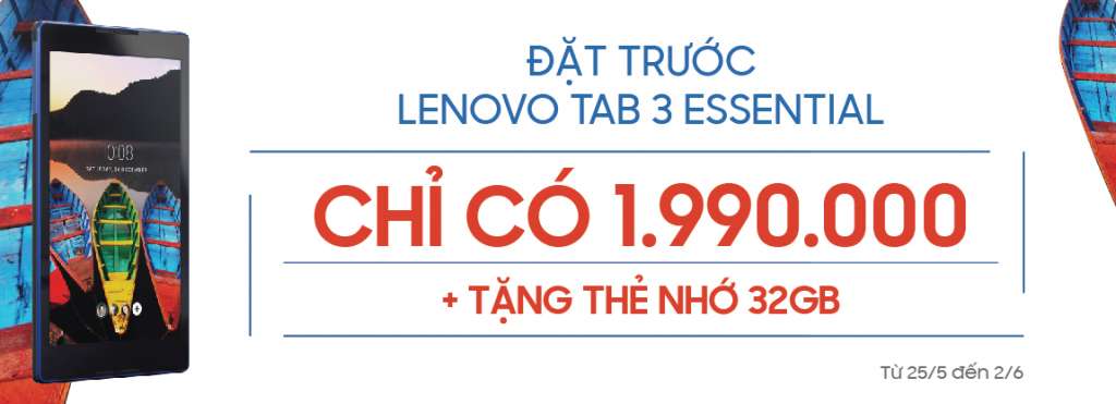 Viễn thông A mở đợt đặt trước cho Lenovo Tab 3 Essential: ưu đãi giảm tiền, tặng thẻ nhớ 32GB