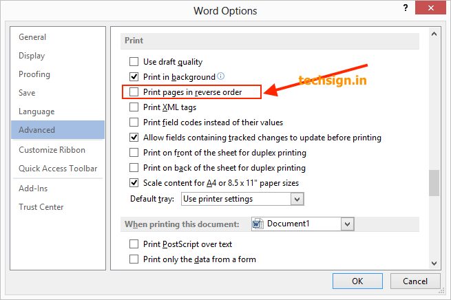 Làm thế nào sửa lỗi in ngược thứ tự trang trong Microsoft Word