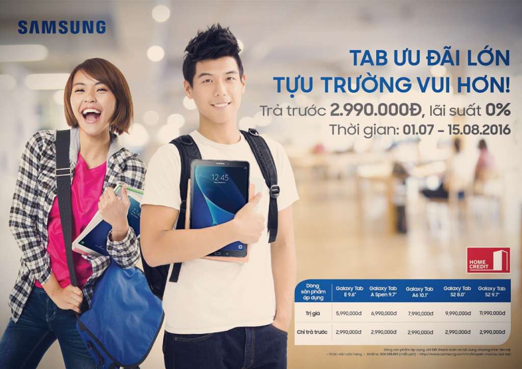 Samsung tung ưu đãi mùa tựu trường: trả góp 0% khi mua Galaxy Tab