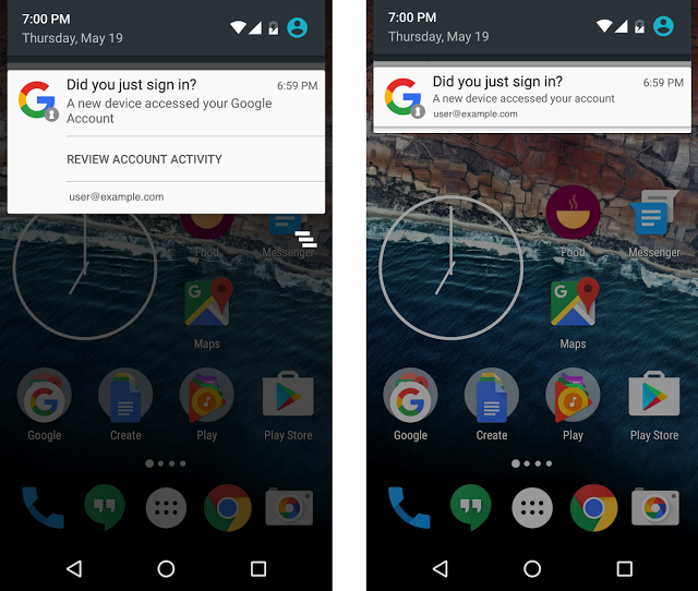 Google sẽ thông báo qua Android khi tài khoản đăng nhập thiết bị mới