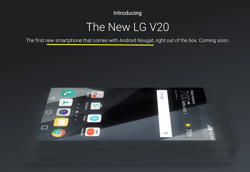 LG V20 sẽ là smartphone đầu tiên chạy Android Nougat