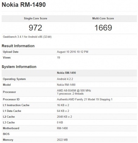 Smartphone Nokia 5320 và Nokia RM-1490 lộ diện trên Geekbench