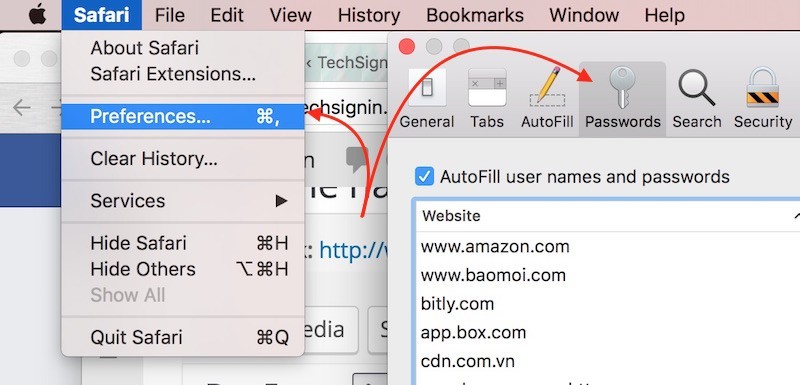 Cách xóa mật khẩu đã lưu trên trình duyệt Safari