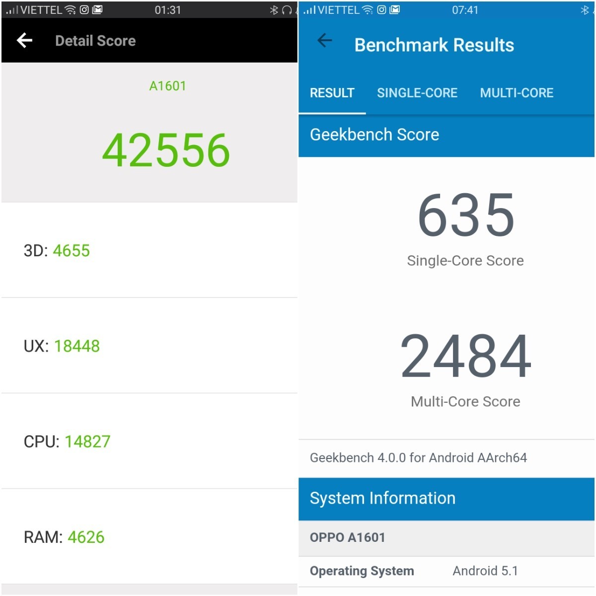 Điểm AnTuTu và GeekBench