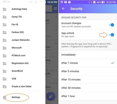 Yahoo Mail trên Android nâng cấp bảo mật bằng vân tay