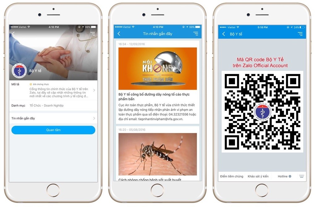 Bộ Y Tế sử dụng Zalo để tương tác với người dân