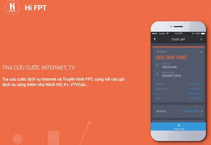 Hi FPT: ứng dụng kết nối khách hàng sử dụng dịch vụ Internet của FPT Telecom