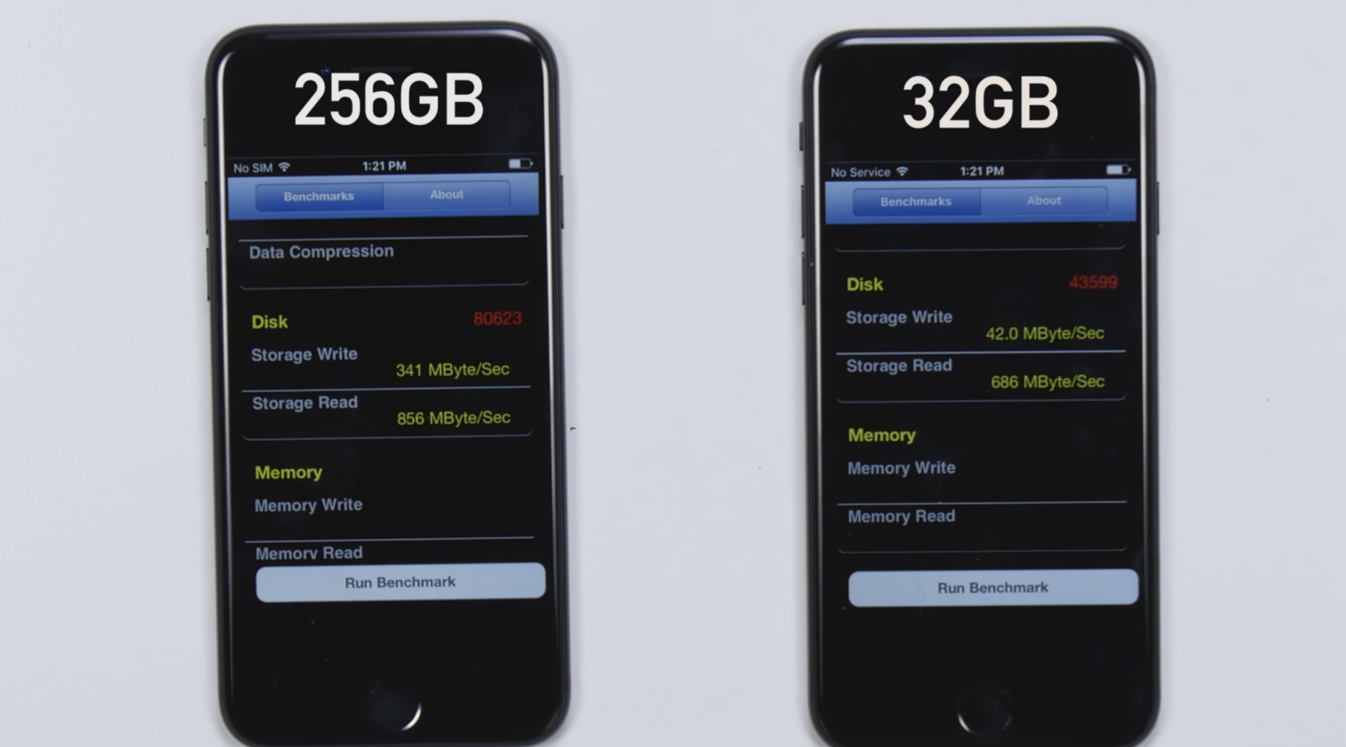 Bộ nhớ trên iPhone 7 32GB chậm hơn 8 lần so với phiên bản 128GB