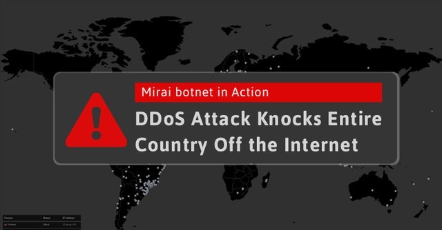 Botnet gây tê liệt một nửa nước Mỹ vừa tiếp tục tấn công DDoS làm sập toàn bộ mạng internet của một quốc gia