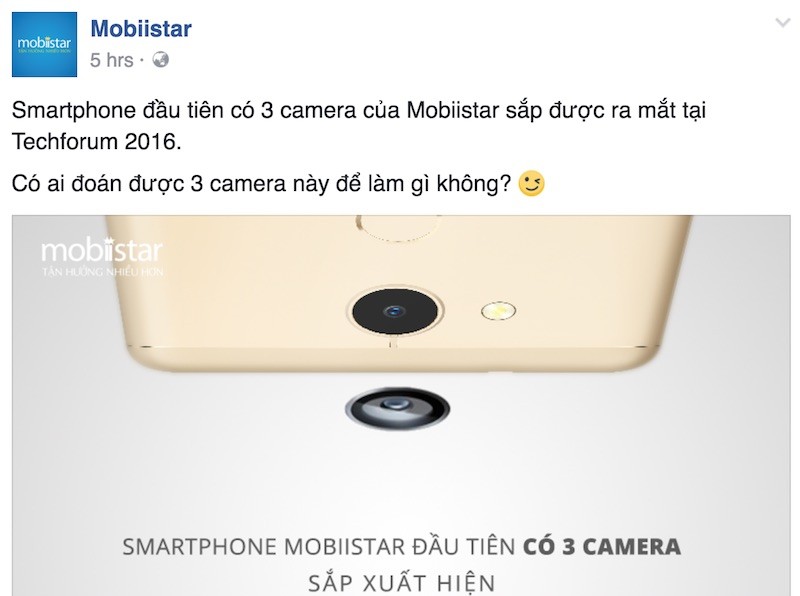 Mobiistar tiết lộ smartphone mới có đến 3 camera