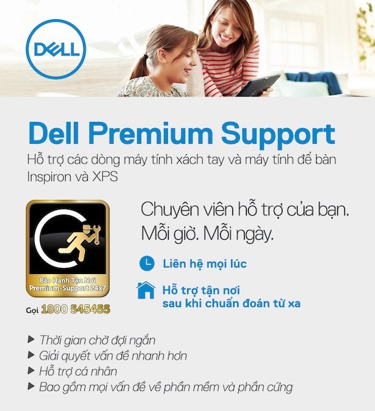 Dell đưa dịch vụ bảo hành Premium Support cho máy Inspiron và XPS 