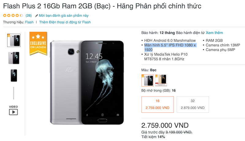 Flash Plus 2 giảm giá còn dưới 3 triệu đồng