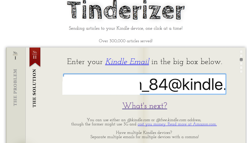 Tinderizer: xem nội dung website như ebook trên Kindle