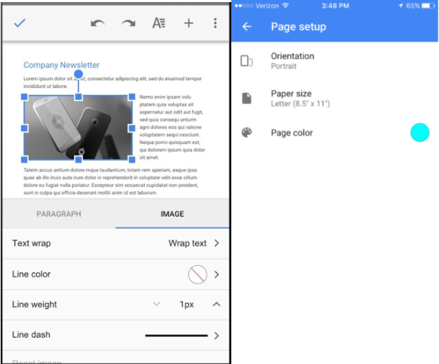 Google Docs và Sheets cập nhật tính năng mới trên di động