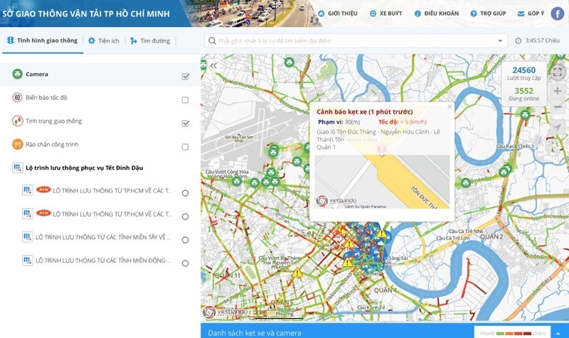 TP.HCM có cổng thông tin, hình ảnh camera giao thông trực tuyến
