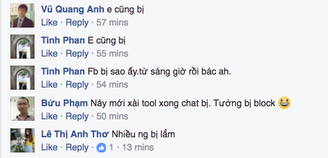 Messenger trên Facebook sáng nay bị lỗi không thể gửi nút Like