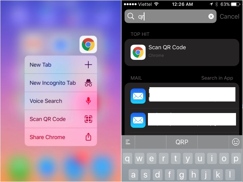 Google Chrome trên iOS đã tích hợp chức năng quét mã QR và Barcode