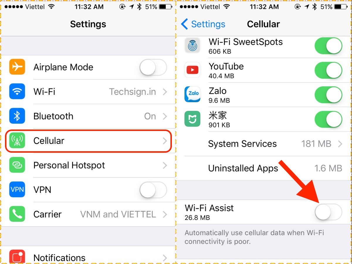 Tắt Wi-Fi Assist tiết kiệm cước 4G trên iPhone