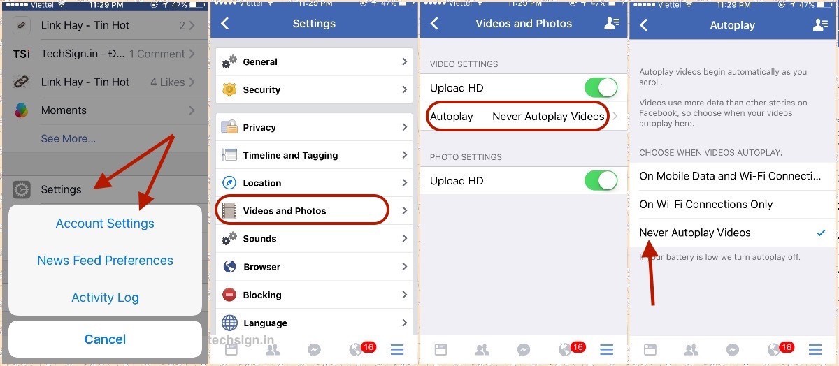 Tắt tự động phát video trên ứng dụng Facebook cho iOS