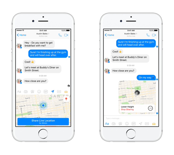 Facebook Messenger ra mắt tính năng chia sẻ địa điểm hiện tại tạm thời