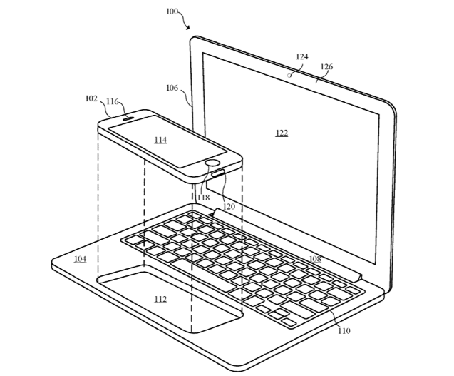 Rò rỉ bằng sáng chế của Apple thiết kế một laptop có thể tích hợp iPhone hay iPad