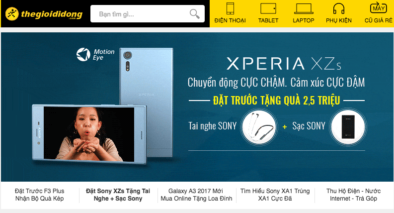 Thế Giới Di Động lên kệ 2 sản phẩm Sony Xperia XA1 và Xperia XZs