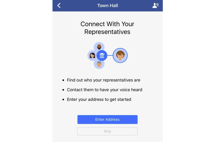 Tính năng Town Hall của Facebook giúp tìm kiếm quan chức địa phương