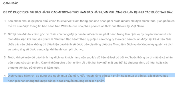 Xiaomi sẽ không bảo hành điện thoại không chính chủ?