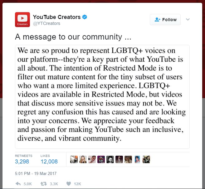 YouTube xin lỗi vì đã chặn các video LGBTQ+ nhưng chưa đưa ra giải pháp khắc phục