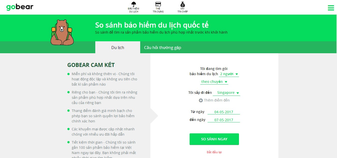 GoBear Việt Nam ra mắt so sánh bảo hiểm du lịch quốc tế