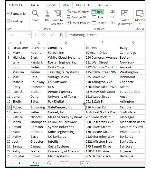 Chia màn hình, freeze panes, format painter... trên tập tin Excel lớn