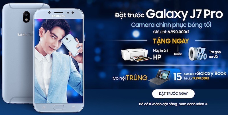 Đặt mua Galaxy J7 Pro tại FPT Shop nhận máy in màu HP