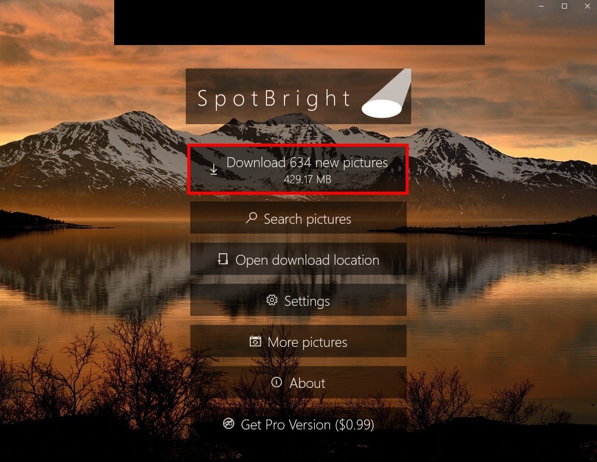 Spotbright: lưu ảnh từ Spotlight trên máy tính chạy Windows